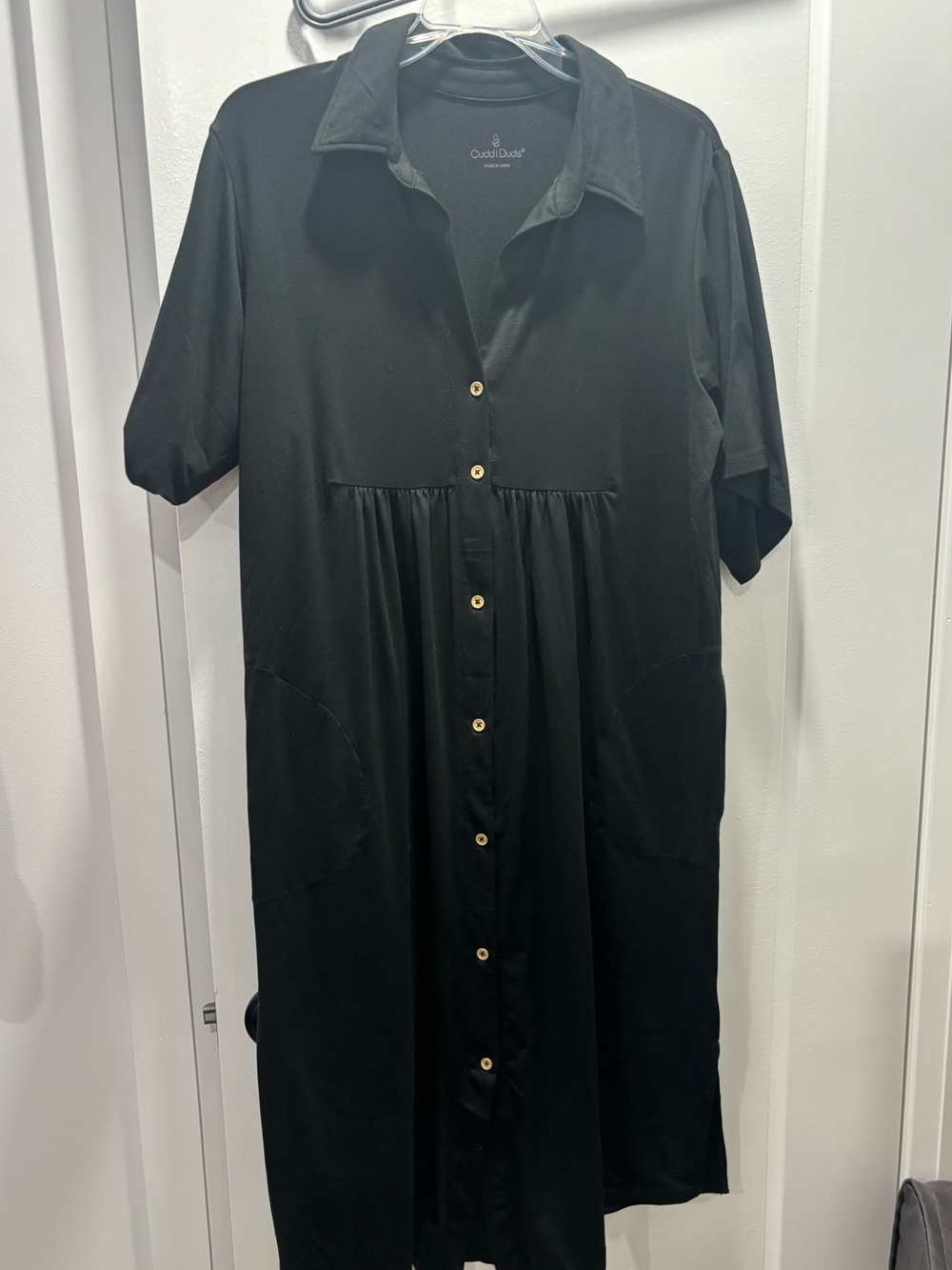 Cuddl Duds Flexwear Button-Front Lounging Shirt Dress
